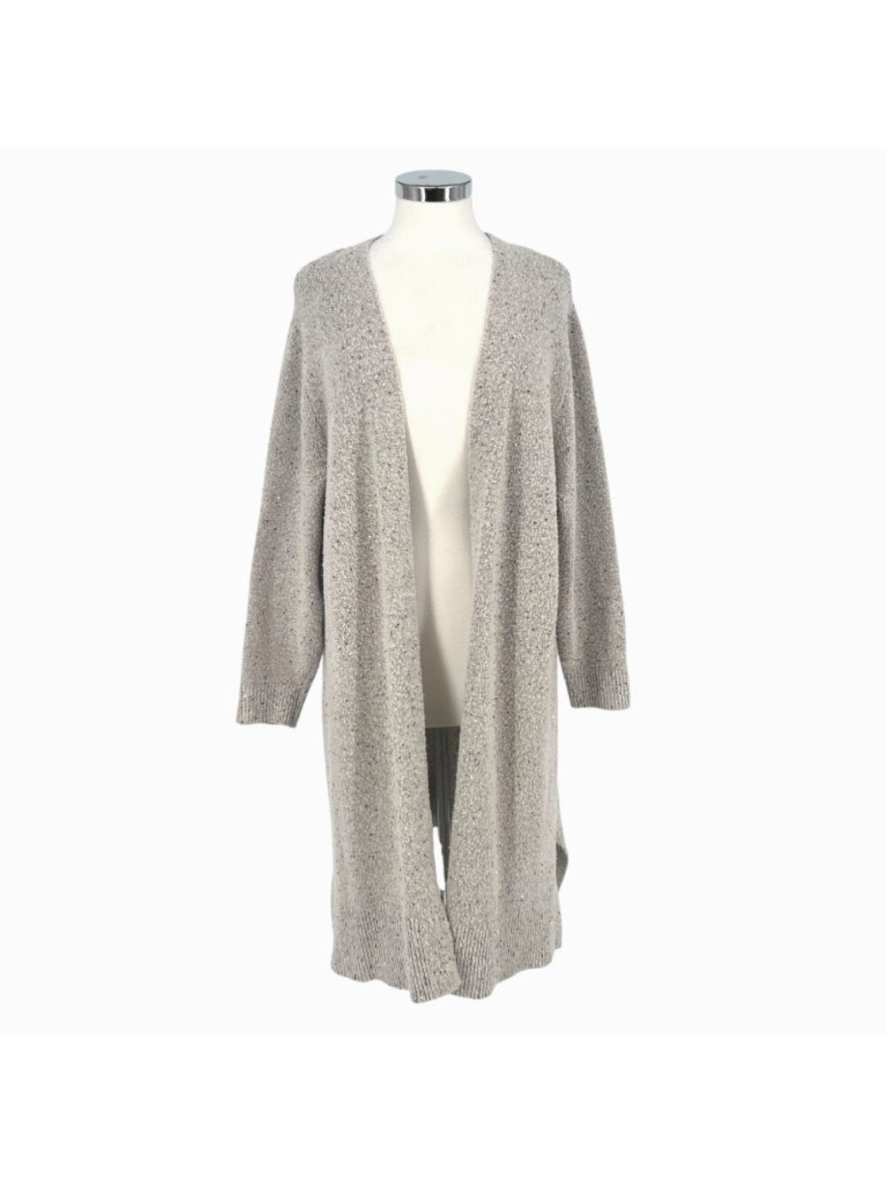 Lane Bryant Sequin Open Front Longline Duster Cardigan Gray Size Large Boho Chic